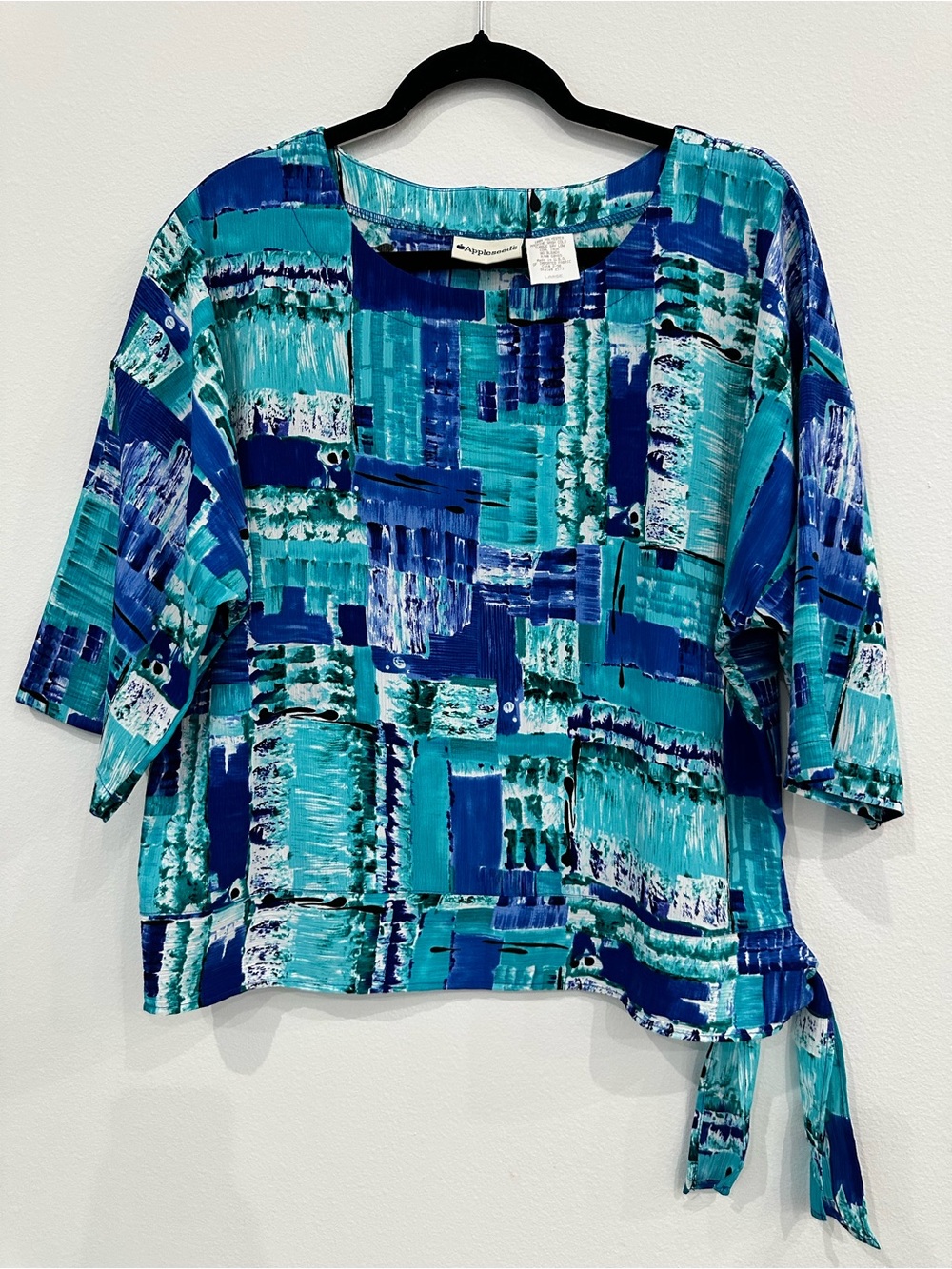 Appleseed's Teal and Blue Abstract Tie-Hem Tunic